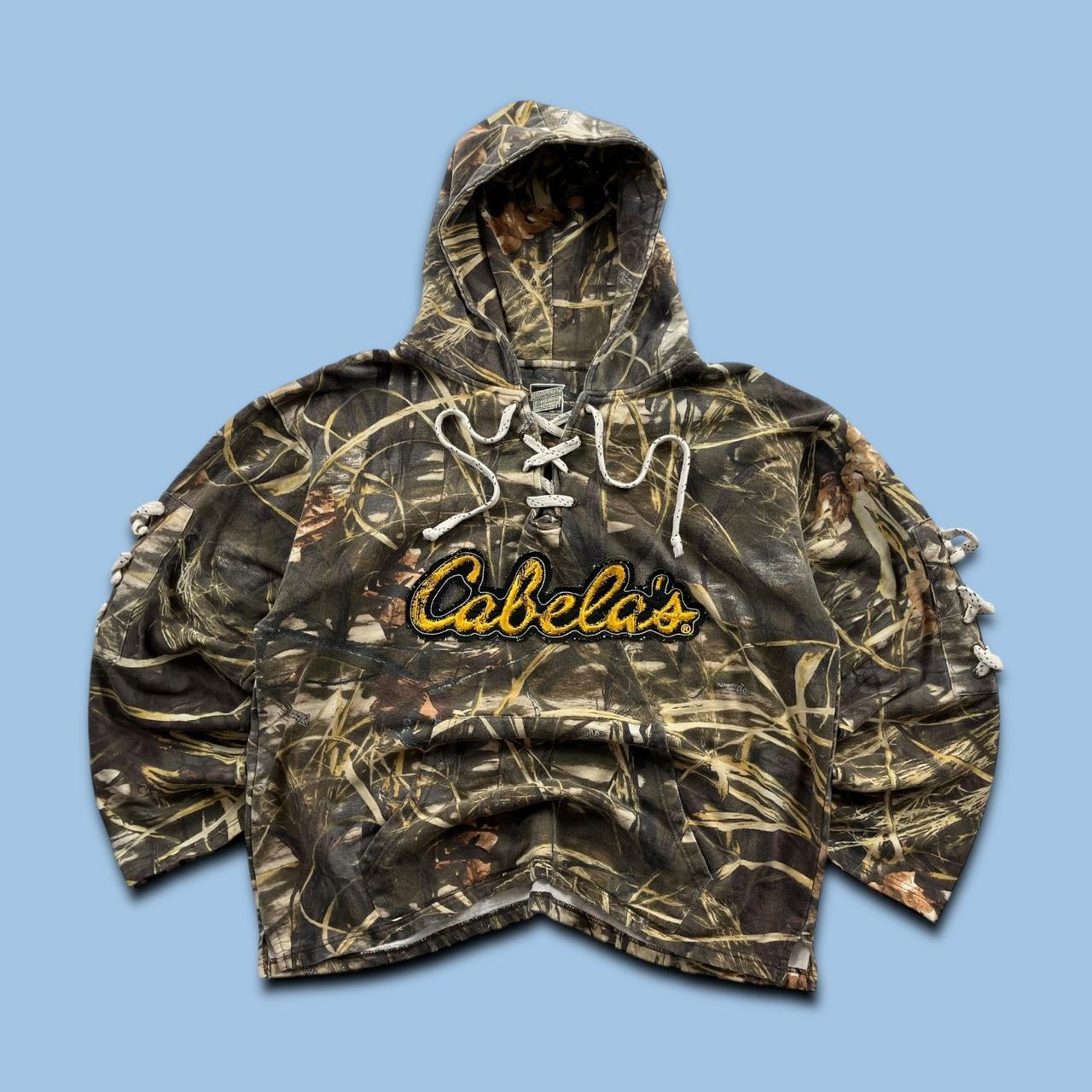 VINTAGE CABELAS REALTREE SPELL OUT HOODIE CAMO