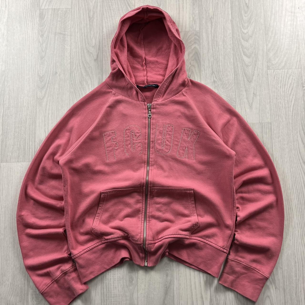VINTAGE Y2K FCUK SPELL OUT ZIP UP HOODIE PINK