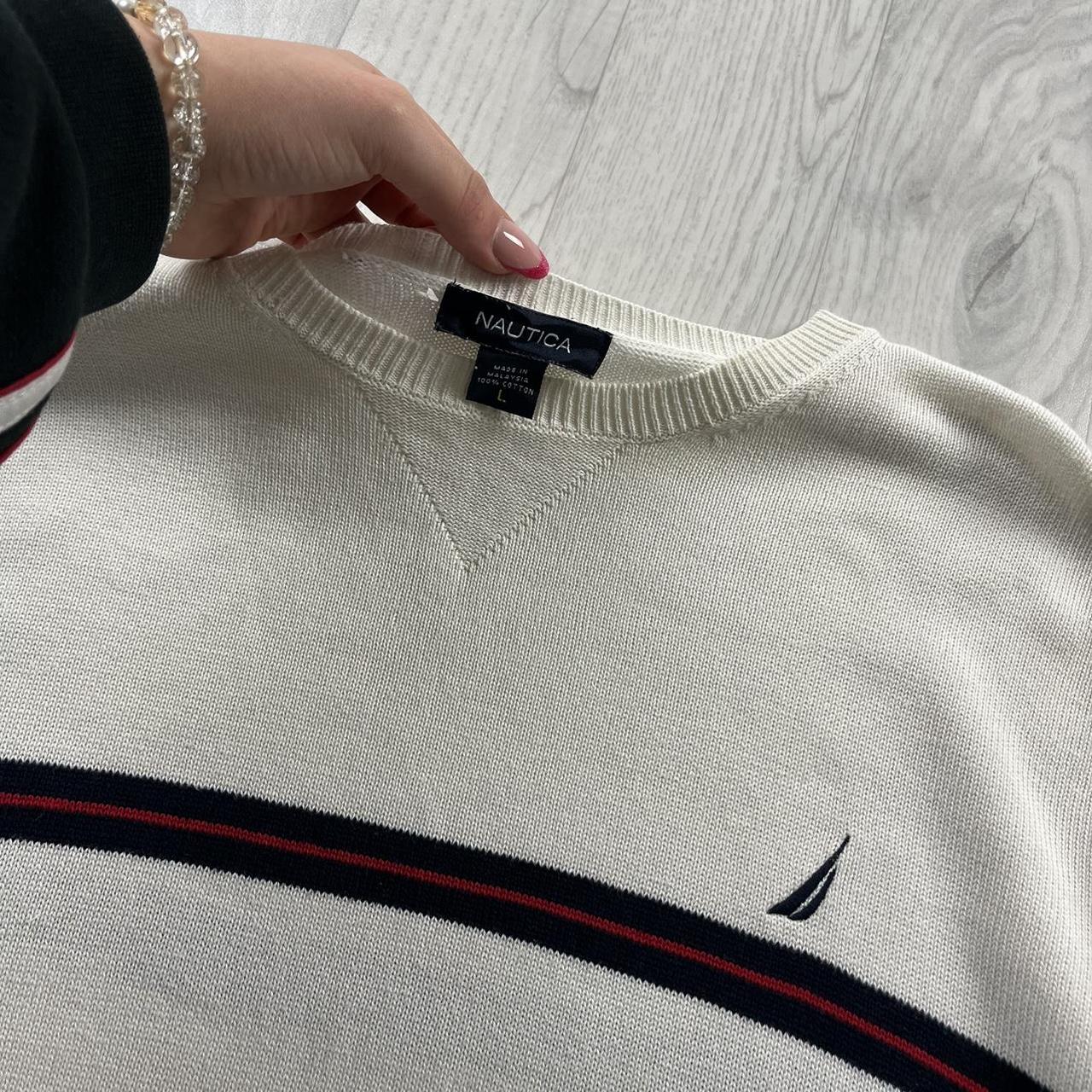 VINTAGE Y2K NAUTICA STRIPED KNITTED JUMPER CREAM
