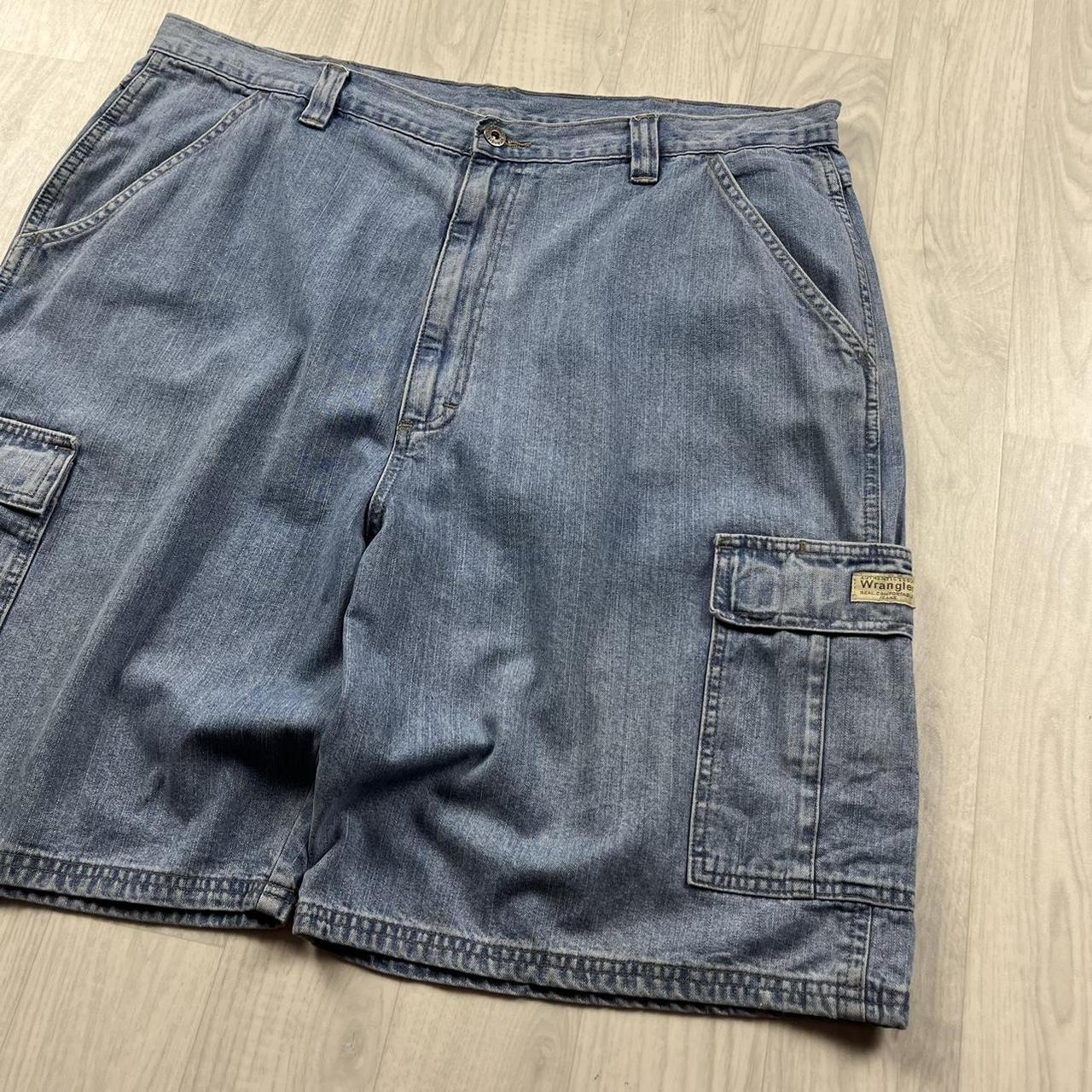 VINTAGE 00s WRANGLER BAGGY LOOSE CARGO JORTS BLUE