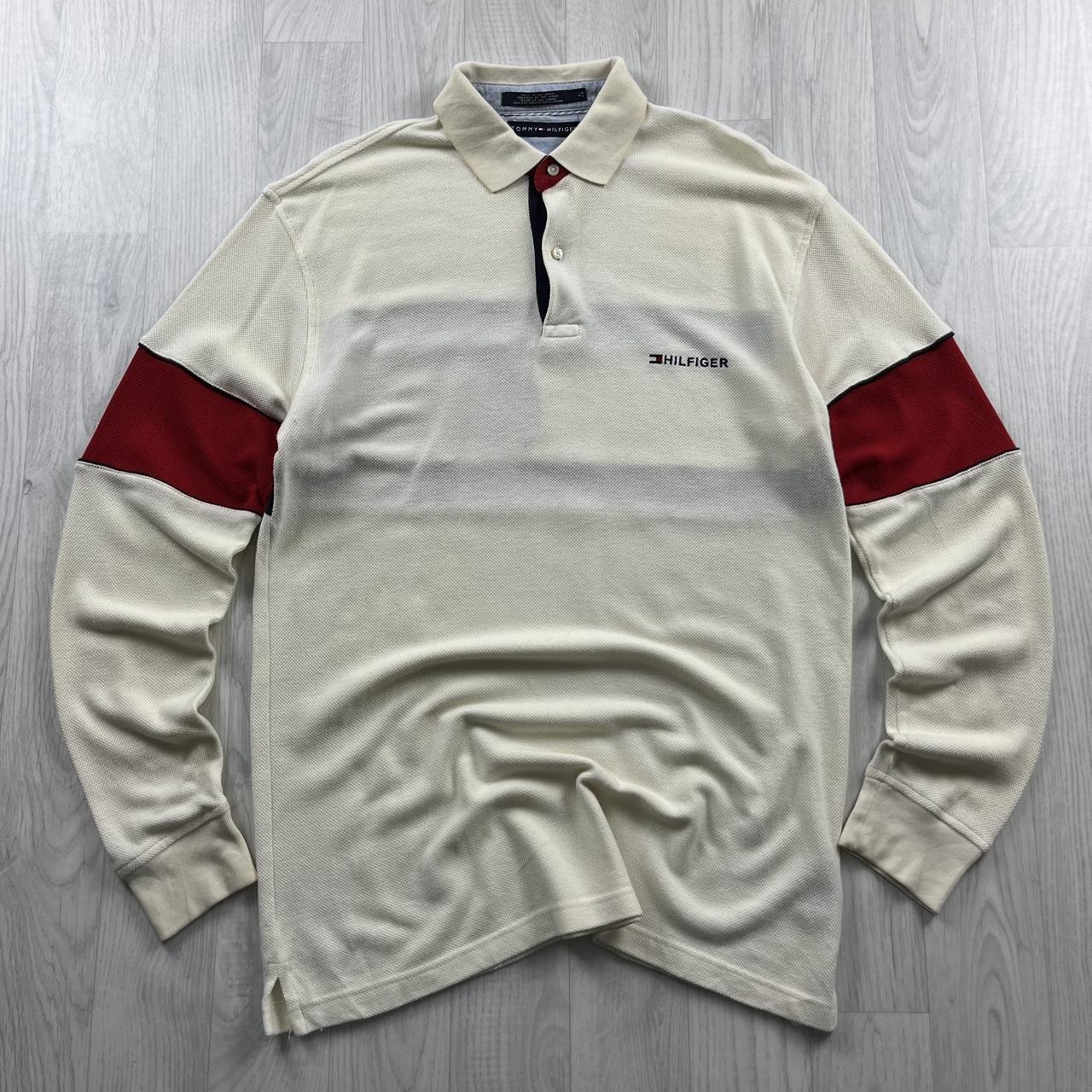 VINTAGE Y2K TOMMY HILFIGER KNITTED POLO JUMPER CREAM