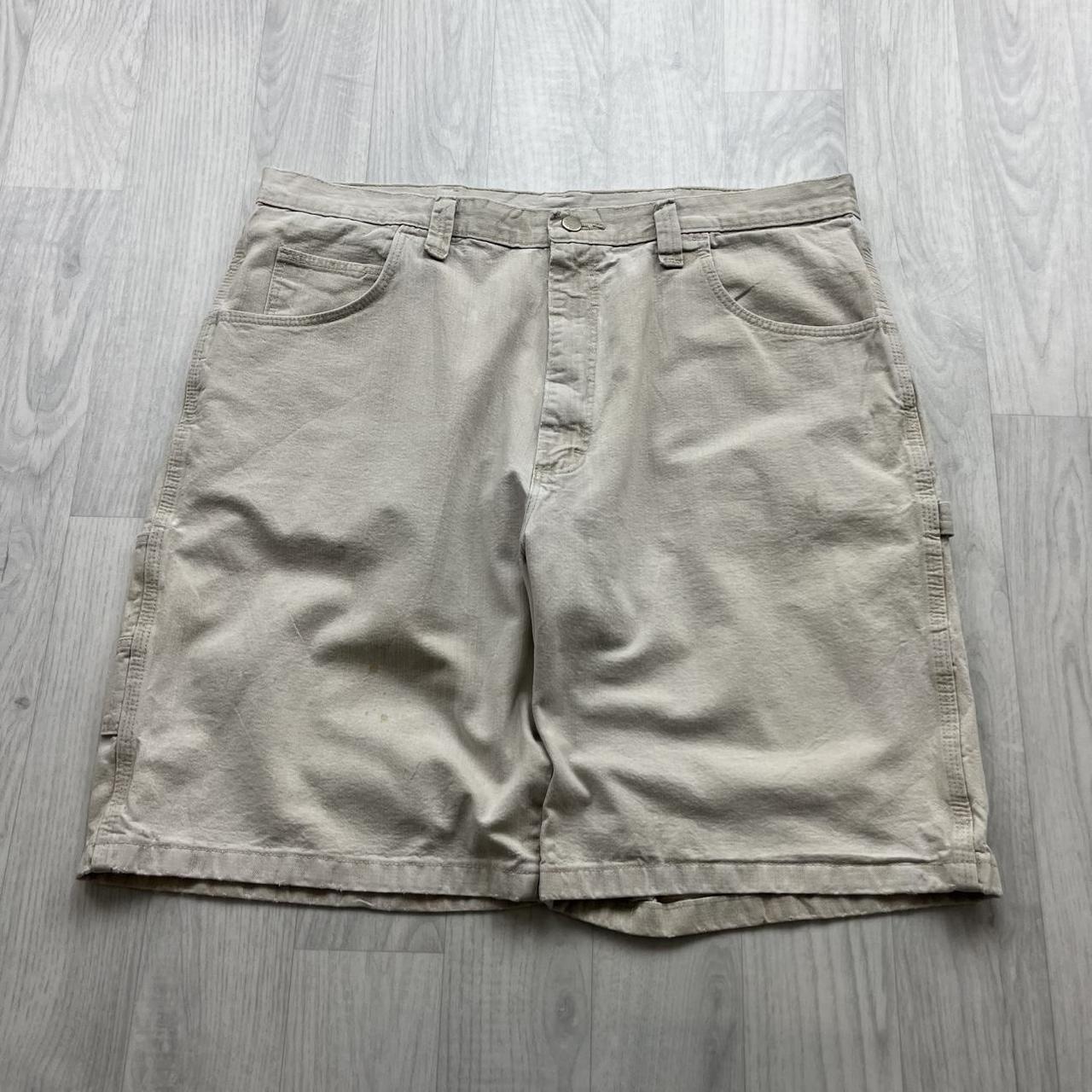 VINTAGE 00s WRANGLER BAGGY LOOSE CARPENTER JORTS CREAM