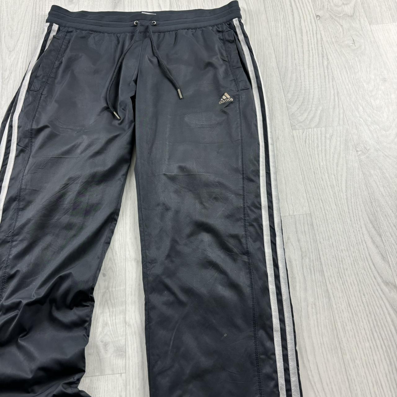 VINTAGE Y2K ADIDAS LOW RISE BAGGY TRACKSUIT BOTTOMS BLACK / GREY