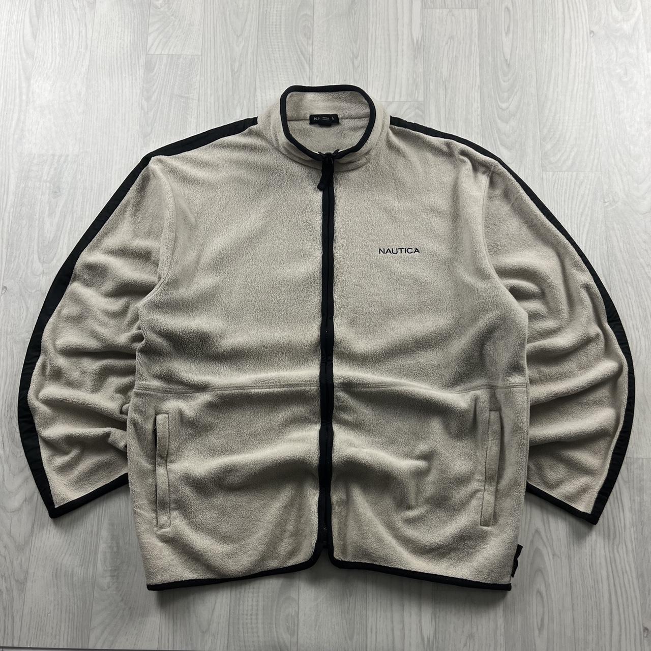 VINTAGE Y2K NAUTICA ZIP UP FLEECE CREAM BLACK