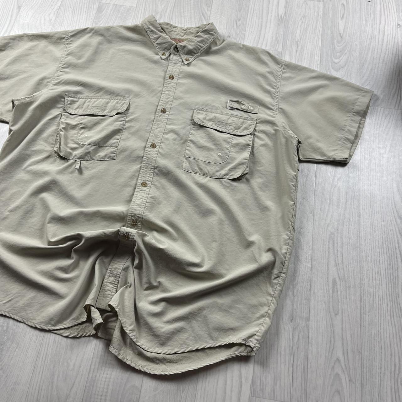 VINTAGE Y2K REDINGTON SHORT SLEEVE UTILITY SHIRT BEIGE