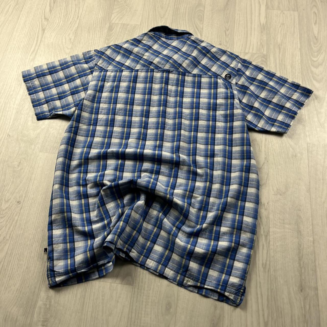 VINTAGE Y2K ANIMAL CHECKERED SHORT SLEEVE SHIRT BLUE