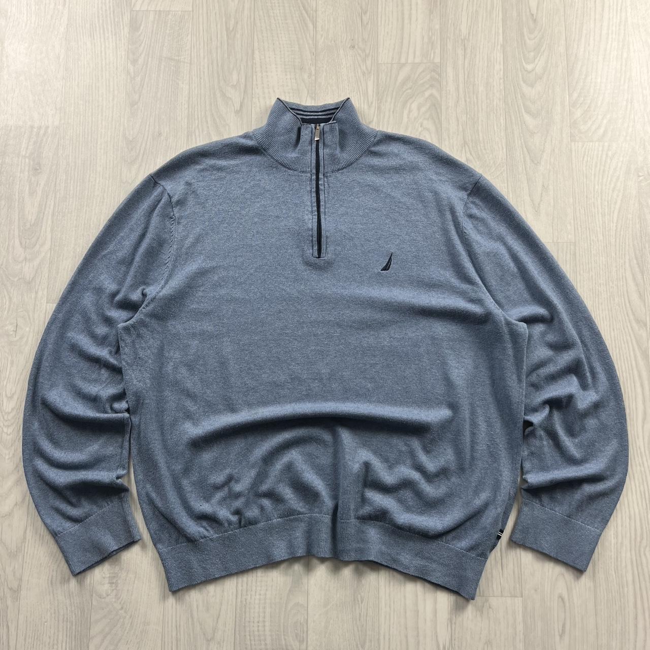 VINTAGE Y2K NAUTICA QUARTER ZIP KNITTED JUMPER BLUE