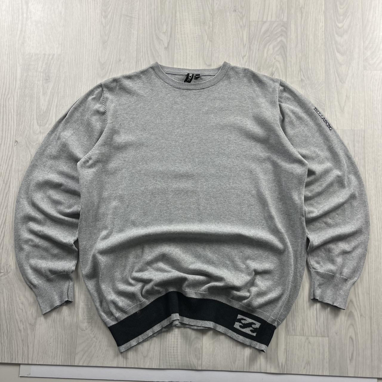 VINTAGE Y2K BILLABONG THIN KNITTED JUMPER GREY BLACK