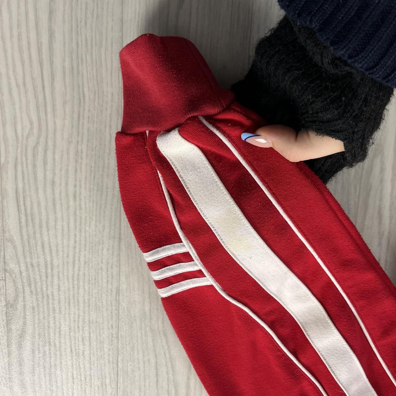VINTAGE Y2K ADIDAS QUARTER ZIP STRIPED SWEATSHIRT RED WHITE