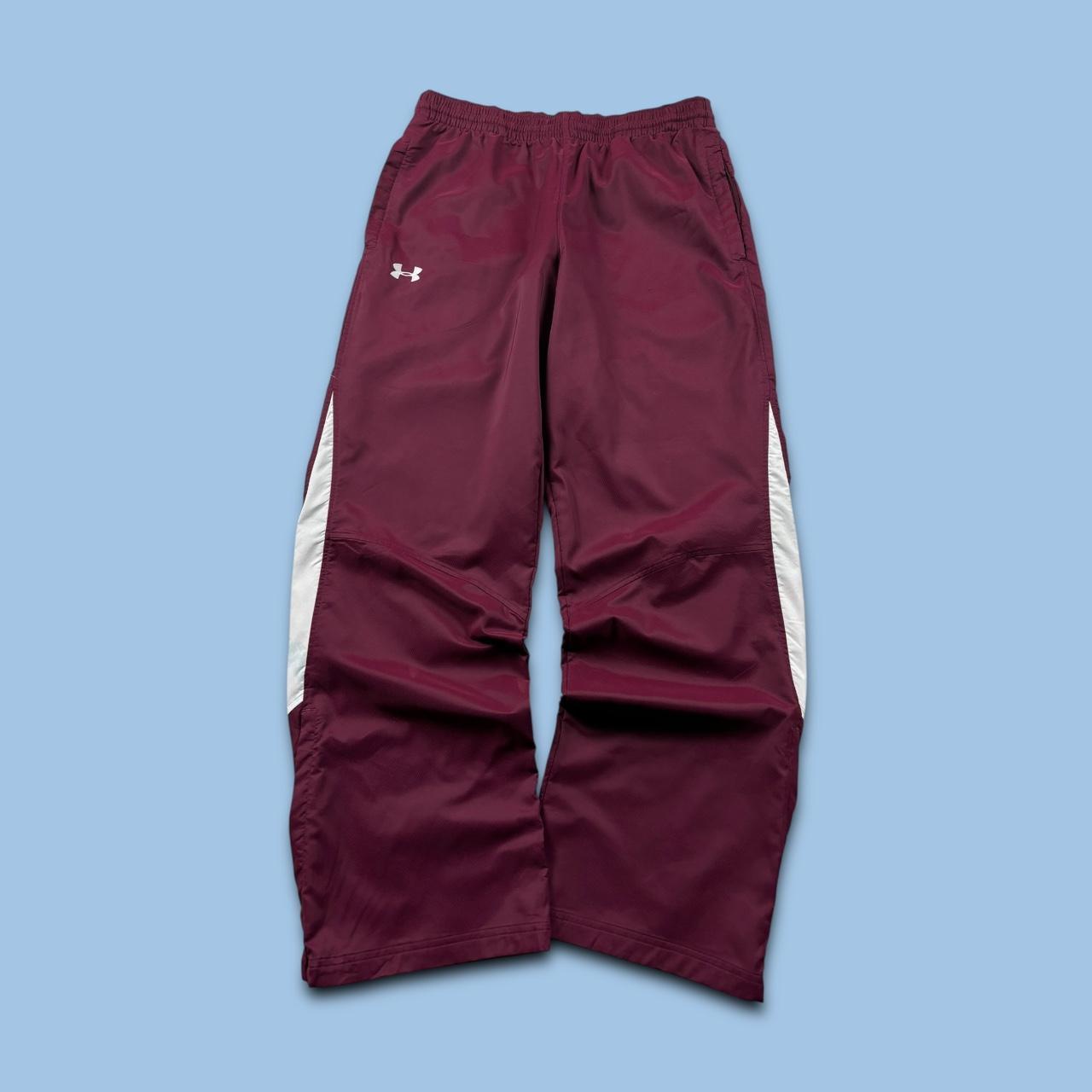 VINTAGE Y2K UNDER ARMOUR BAGGY TRACKSUIT BOTTOMS BURGUNDY
