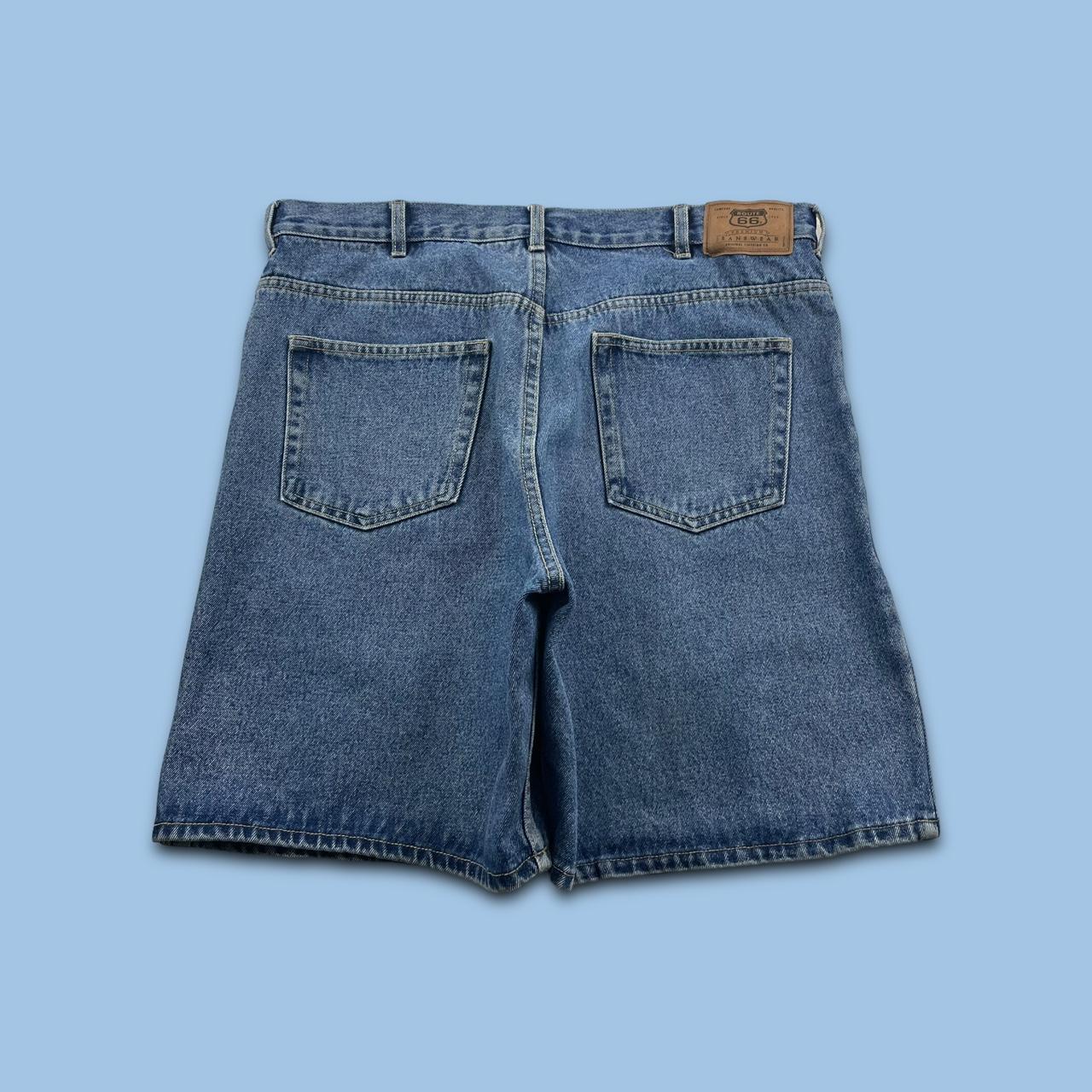 VINTAGE ROUTE 66 BAGGY LOOSE SKATER JORTS BLUE (38w)