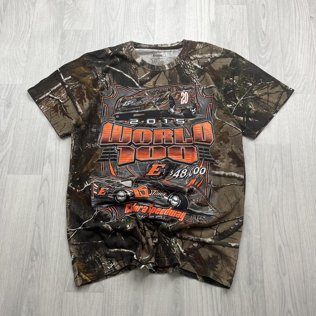2015 RUSSELL OUTDOORS NASCAR GRAPHIC REALTREE T SHIRT CAMO