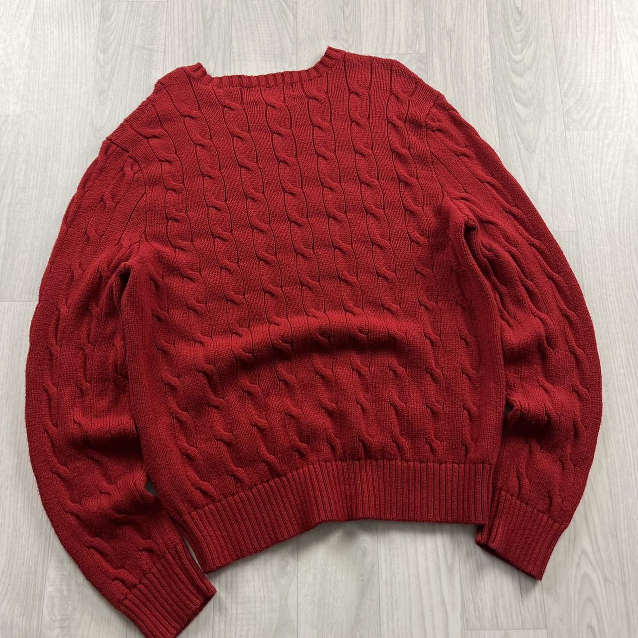 VINTAGE Y2K POLO RALPH LAUREN CHUNKY CABLE KNITTED JUMPER RED