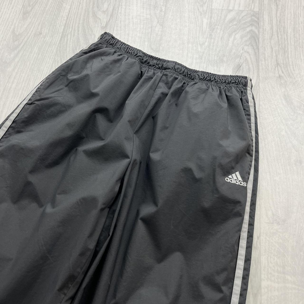 VINTAGE 90s ADIDAS SIDE STRIPE BAGGY TRACKSUIT BOTTOMS GREY