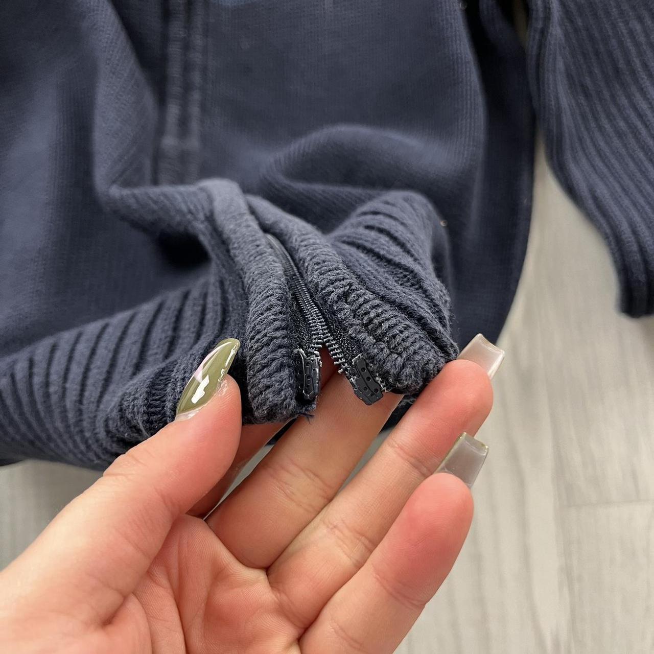 VINTAGE Y2K TOMMY HILFIGER CHUNKY ZIP KNITTED JUMPER NAVY