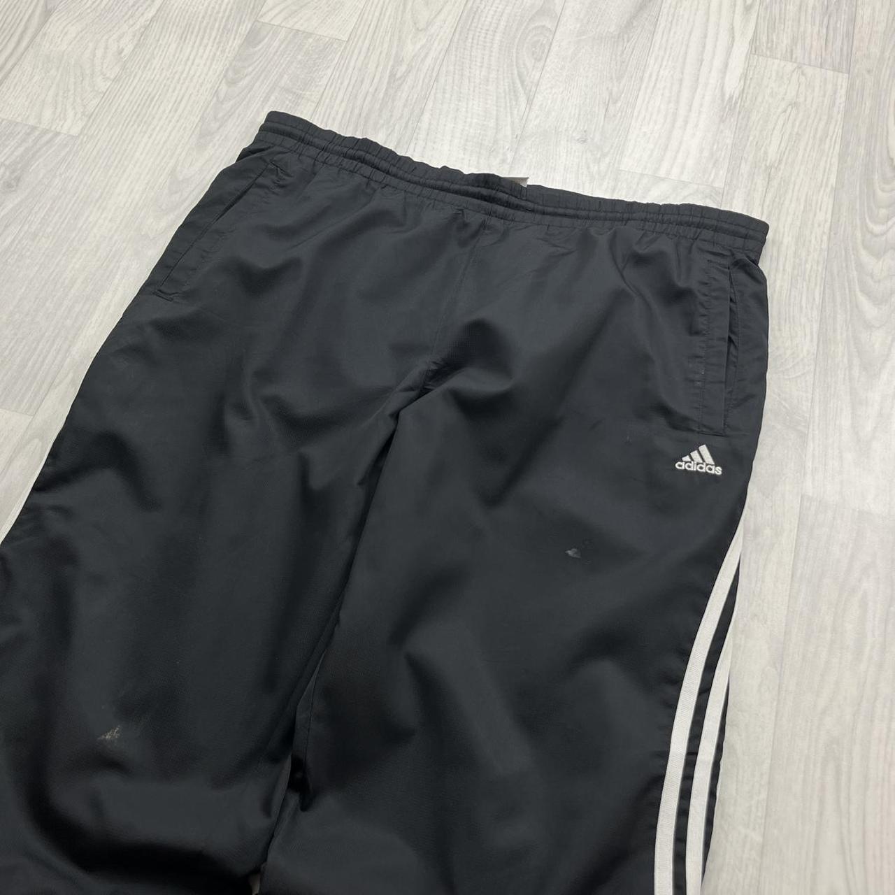 VINTAGE Y2K ADIDAS SIDE STRIPE BAGGY TRACKSUIT BOTTOMS BLACK