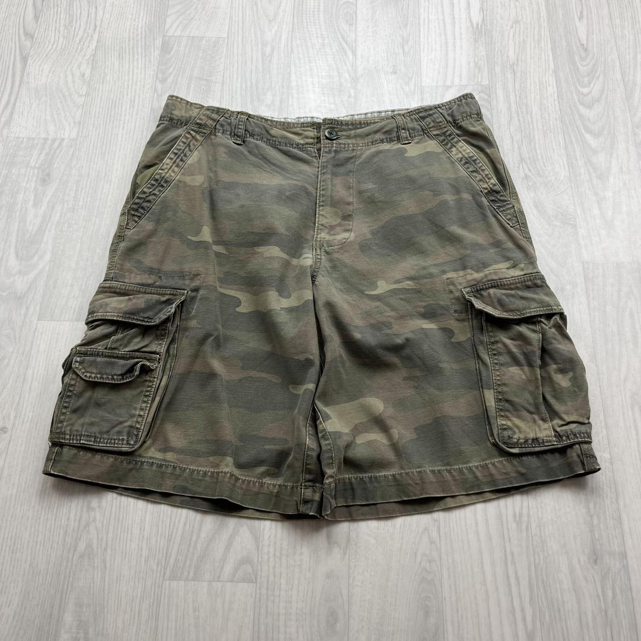 VINTAGE Y2K FADED GLORY BAGGY CAMO CARGO SHORTS KHAKI