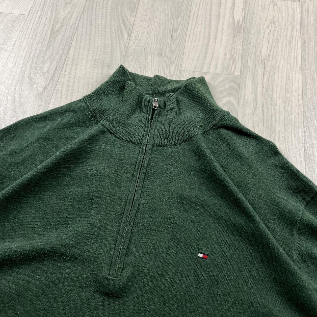 VINTAGE Y2K TOMMY HILFIGER QUARTER ZIP KNITTED JUMPER GREEN