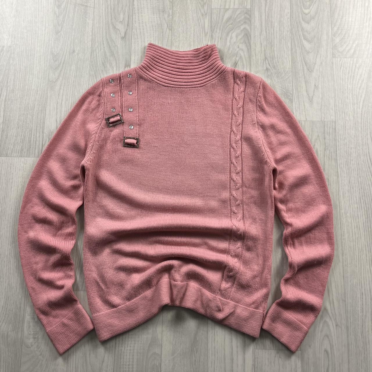 VINTAGE Y2K BUCKLE DETAIL KNITTED JUMPER PINK