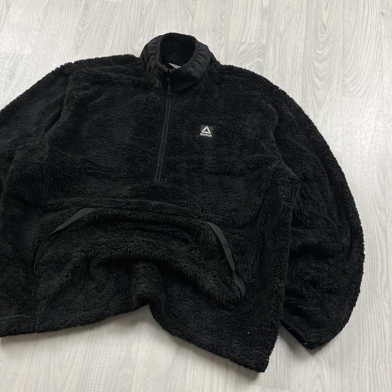 VINTAGE Y2K REEBOK QUARTER ZIP SHERPA FLEECE SWEATSHIRT BLACK