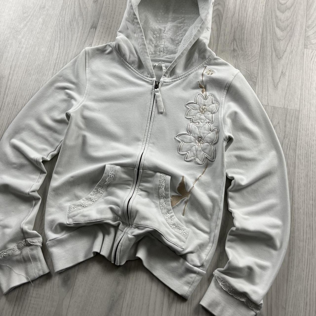 VINTAGE Y2K ANIMAL ZIP HOODIE WHITE
