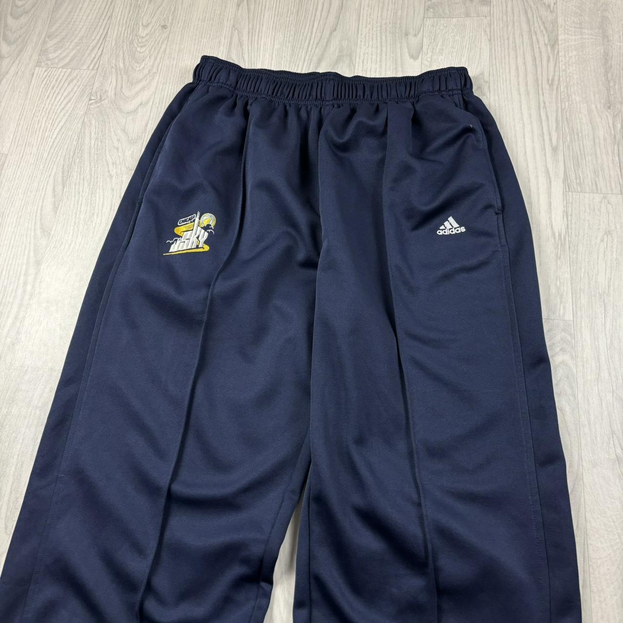 VINTAGE Y2K ADIDAS WIDE LEG TRACKSUIT BOTTOMS NAVY