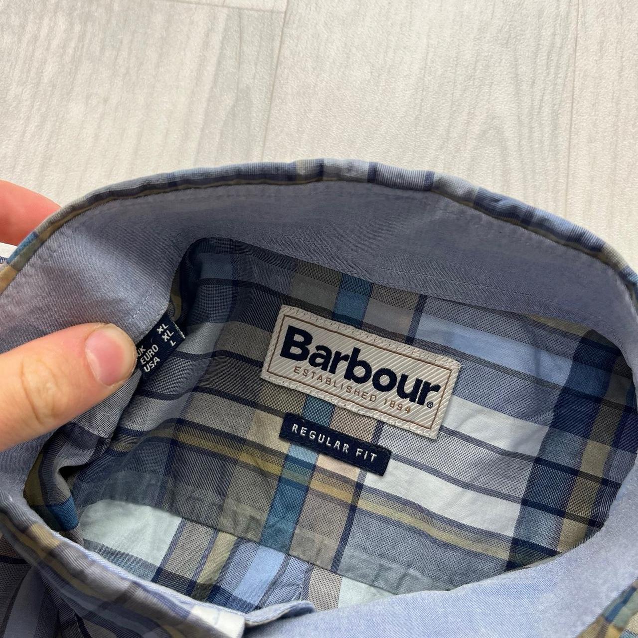 VINTAGE Y2K BARBOUR CHECKERED SHORT SLEEVE SHIRT NAVY BLUE