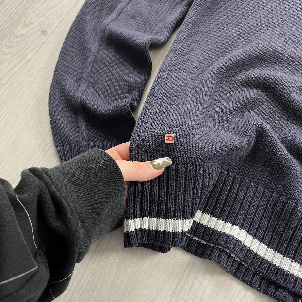 VINTAGE Y2K PUMA CHUNKY KNITTED ZIP JUMPER NAVY