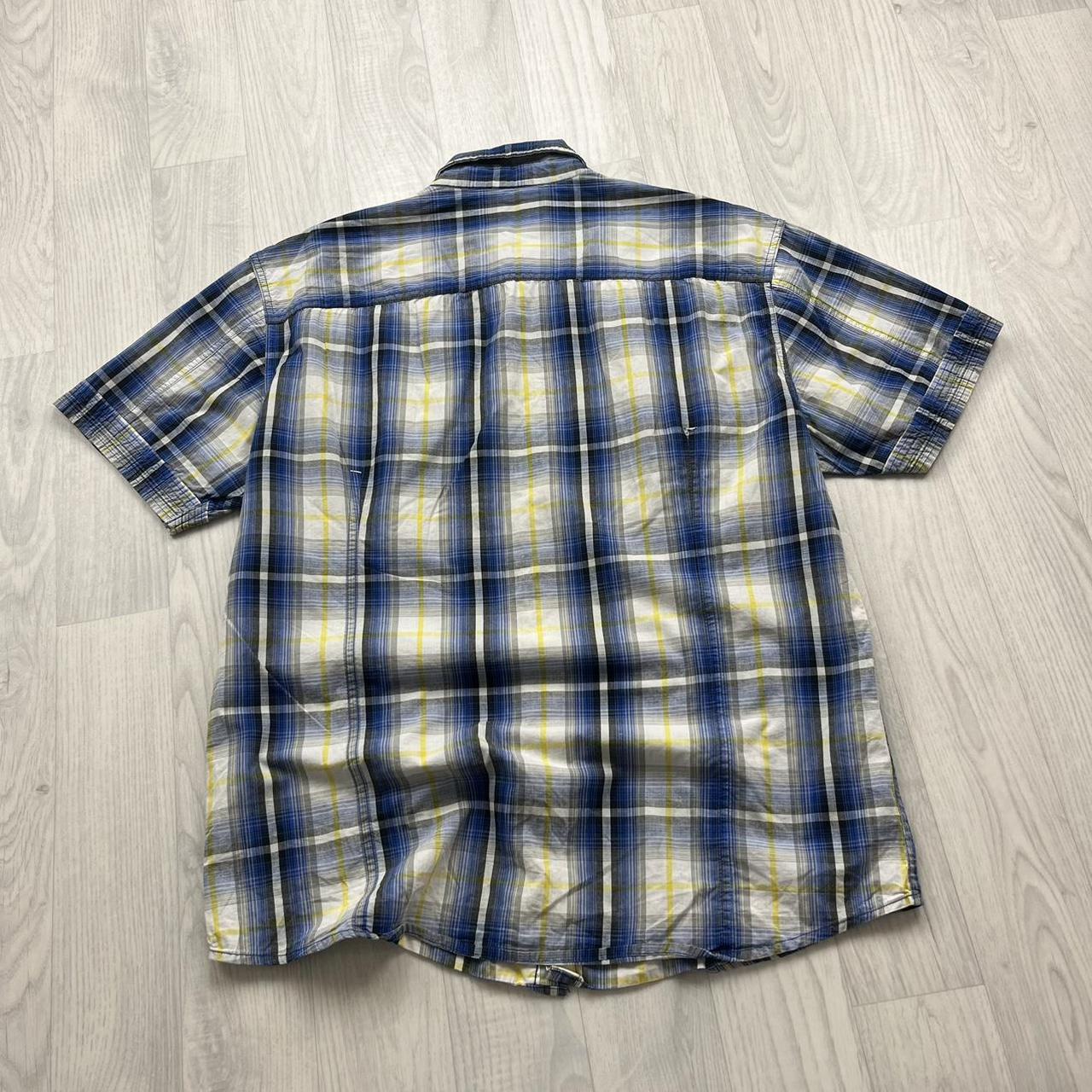 VINTAGE Y2K ECKO UNLTD PLAID SHORT SLEEVE BUTTON UP SHIRT BLUE / YELLOW