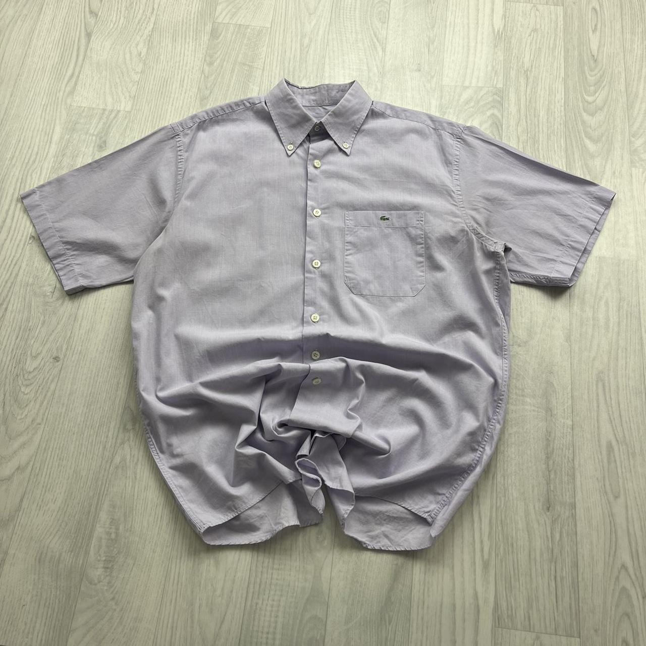 VINTAGE Y2K LACOSTE SHORT SLEEVE BUTTON UP SHIRT LILAC