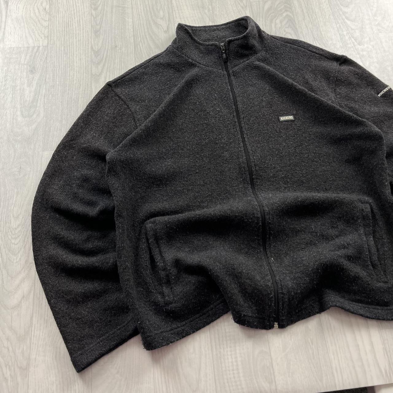 VINTAGE Y2K KICKERS CHUNKY QUARTER ZIP KNITTED JUMPER GREY (XL)