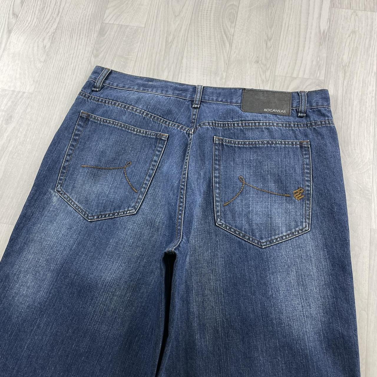 VINTAGE ROCAWEAR BAGGY LOOSE HIP HOP JORTS NAVY BLUE (38w)