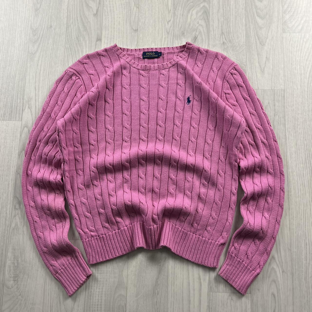 VINTAGE Y2K POLO RALPH LAUREN CHUNKY CABLE KNITTED JUMPER PINK