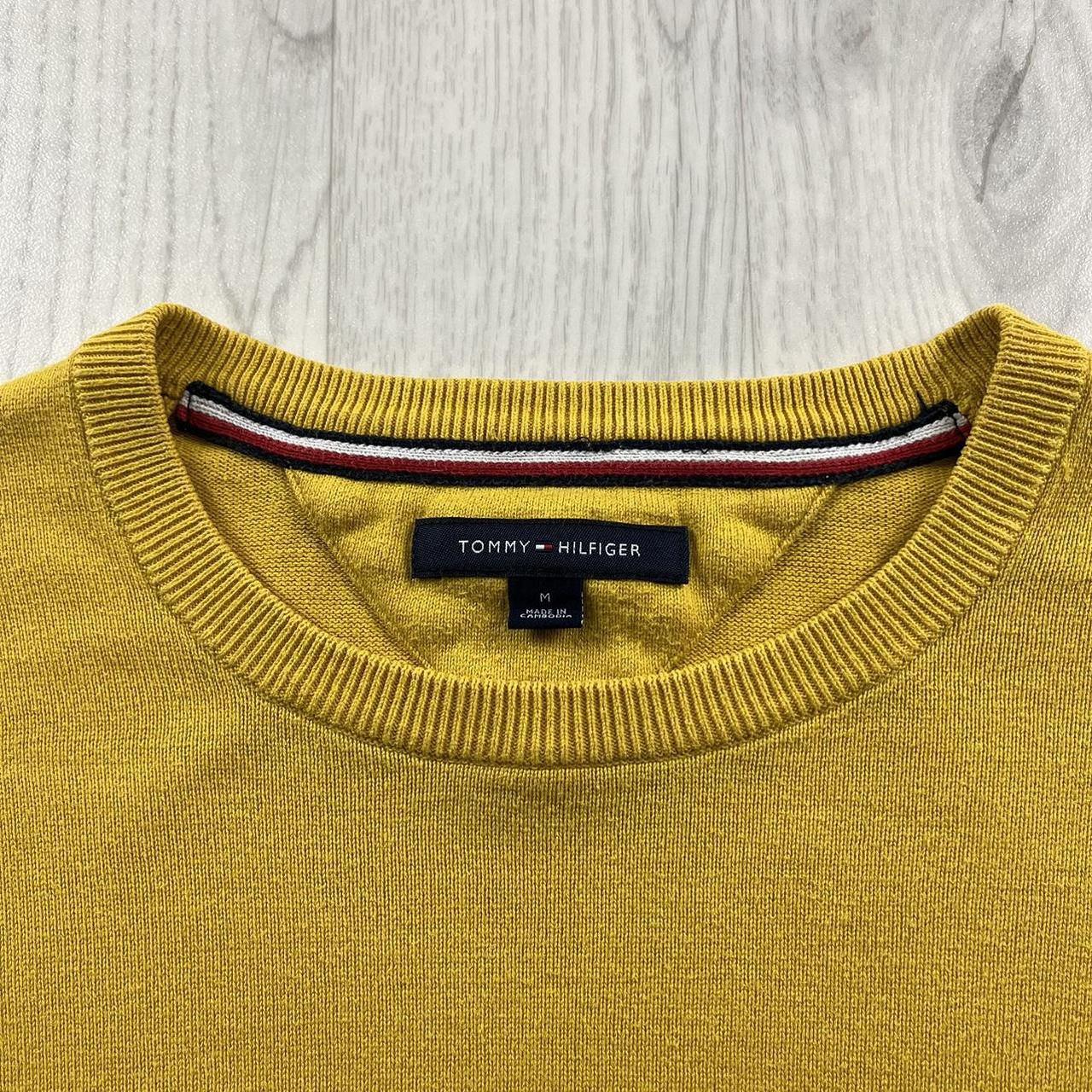 VINTAGE Y2K TOMMY HILFIGER FLAG KNITTED JUMPER YELLOW (M)
