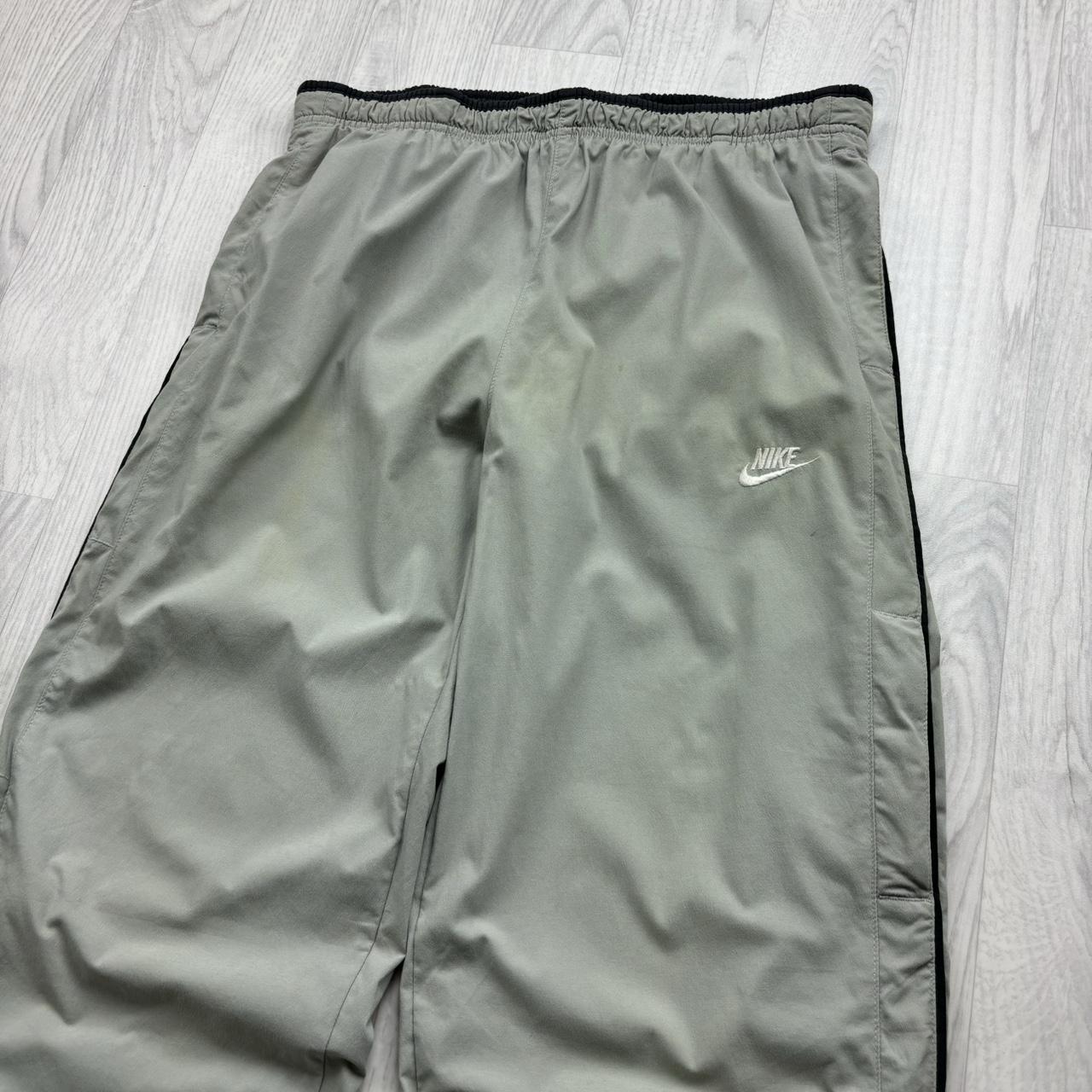 VINTAGE Y2K NIKE TECHNICAL BAGGY TRACKSUIT BOTTOMS BEIGE
