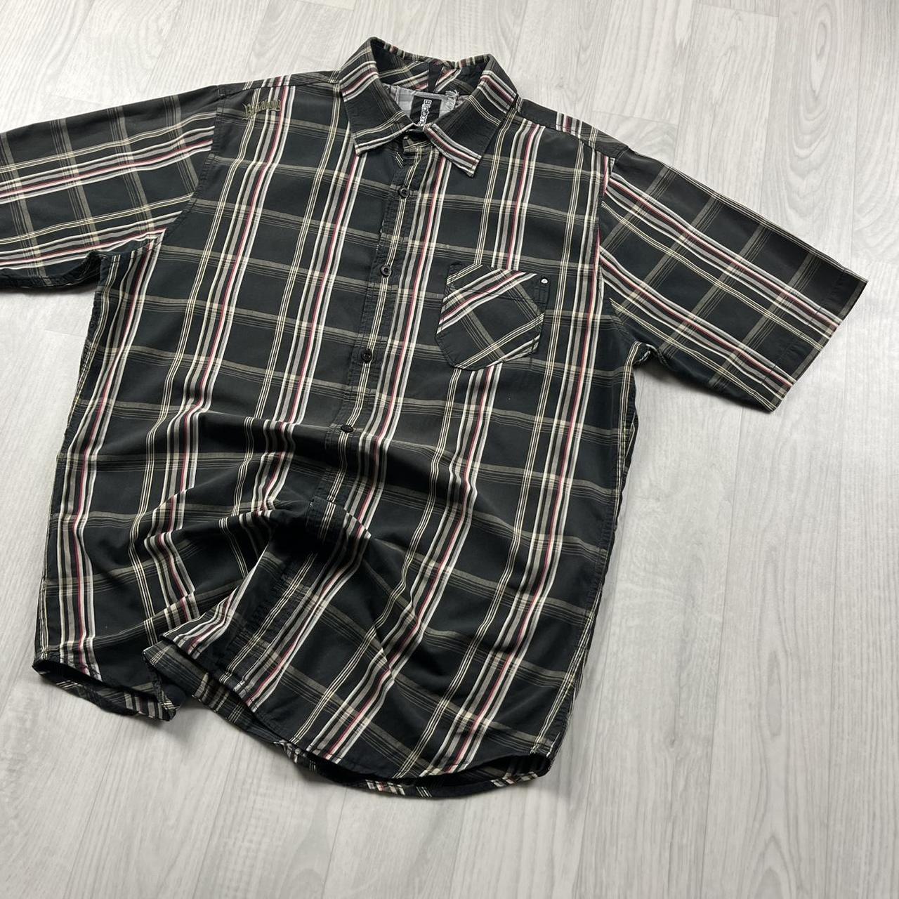 VINTAGE Y2K BILLABONG CHECKERED SHORT SLEEVE SHIRT BLACK