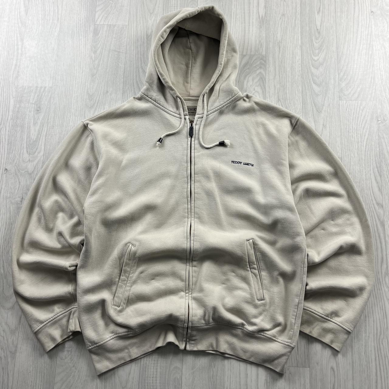 VINTAGE Y2K TEDDY SMITH SPELL OUT HOODIE CREAM