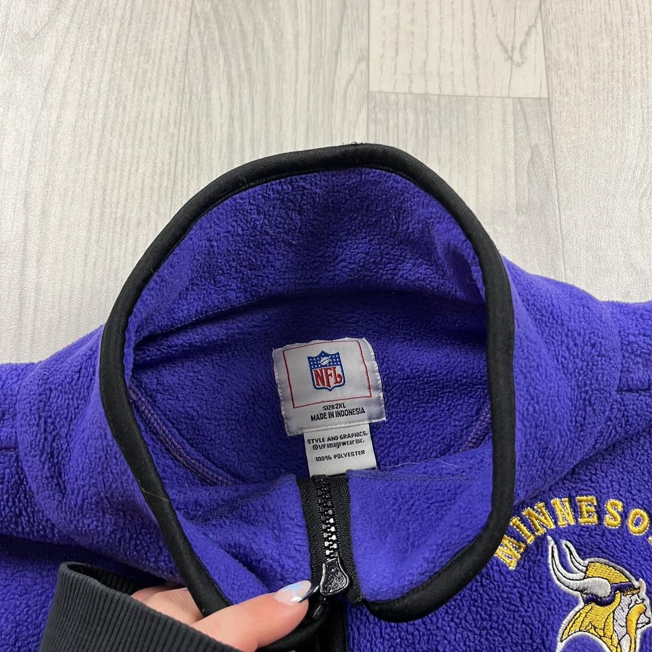 VINTAGE Y2K NFL MINNESOTA QUARTER ZIP FLEECE SWEATSHIRT PURPLE