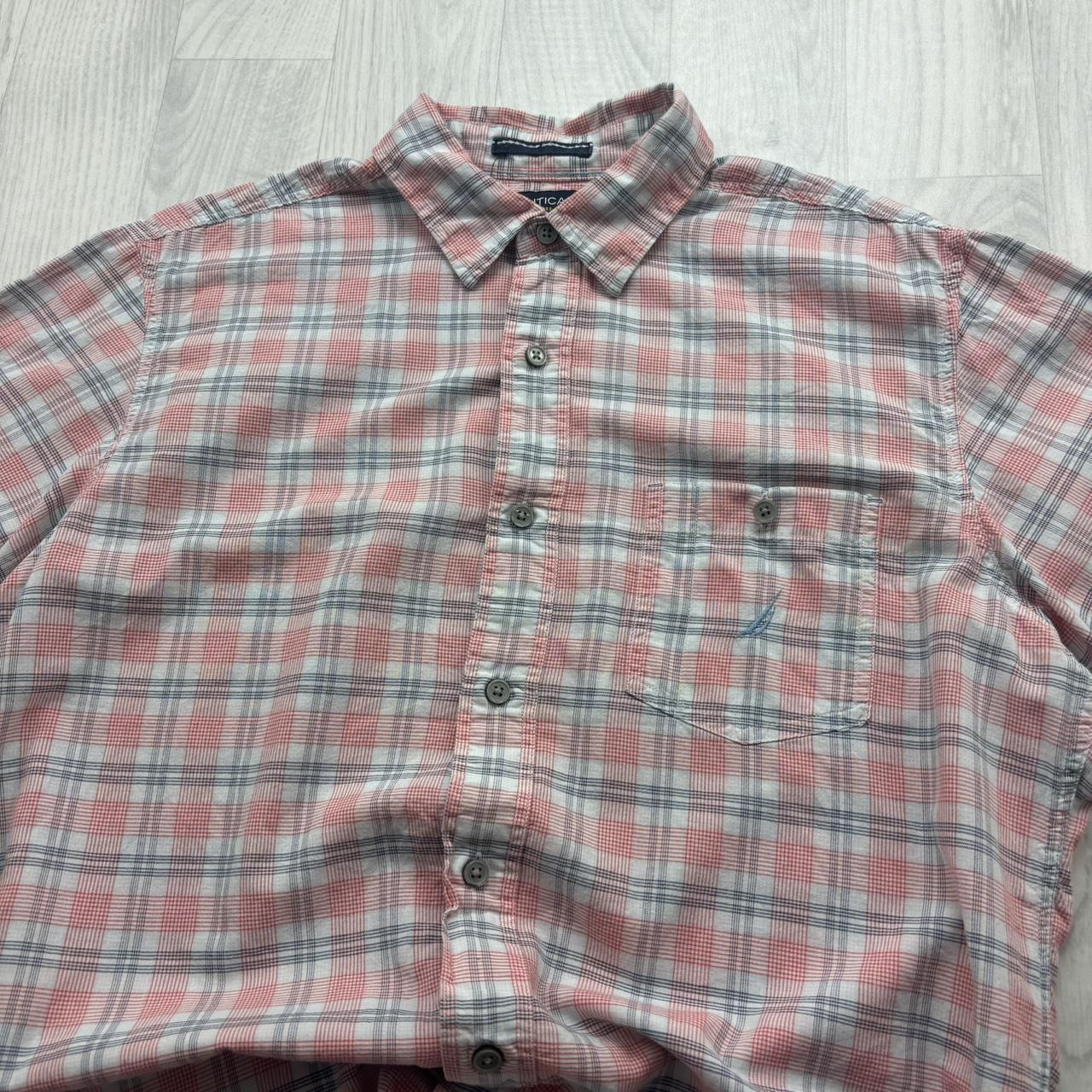 VINTAGE Y2K NAUTICA SHORT SLEEVE PLAID SHIRT PINK