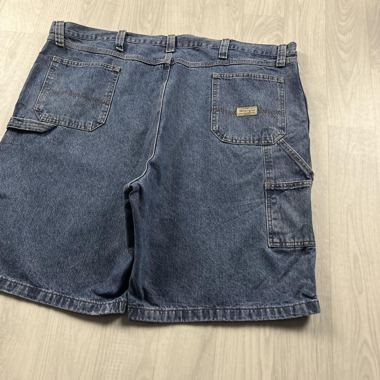 VINTAGE 00s WRANGLER BAGGY LOOSE CARPENTER JORTS BLUE