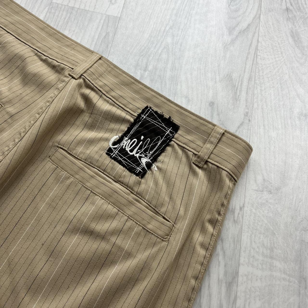 VINTAGE Y2K ONEILL BAGGY PINSTRIPE SHORTS BEIGE