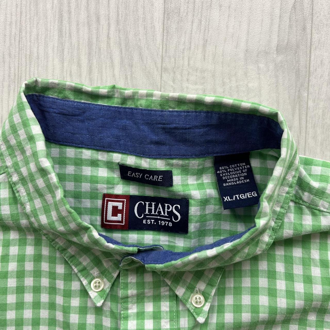 VINTAGE Y2K CHAPS SHORT SLEEVE CHECKERED SHIRT GREEN