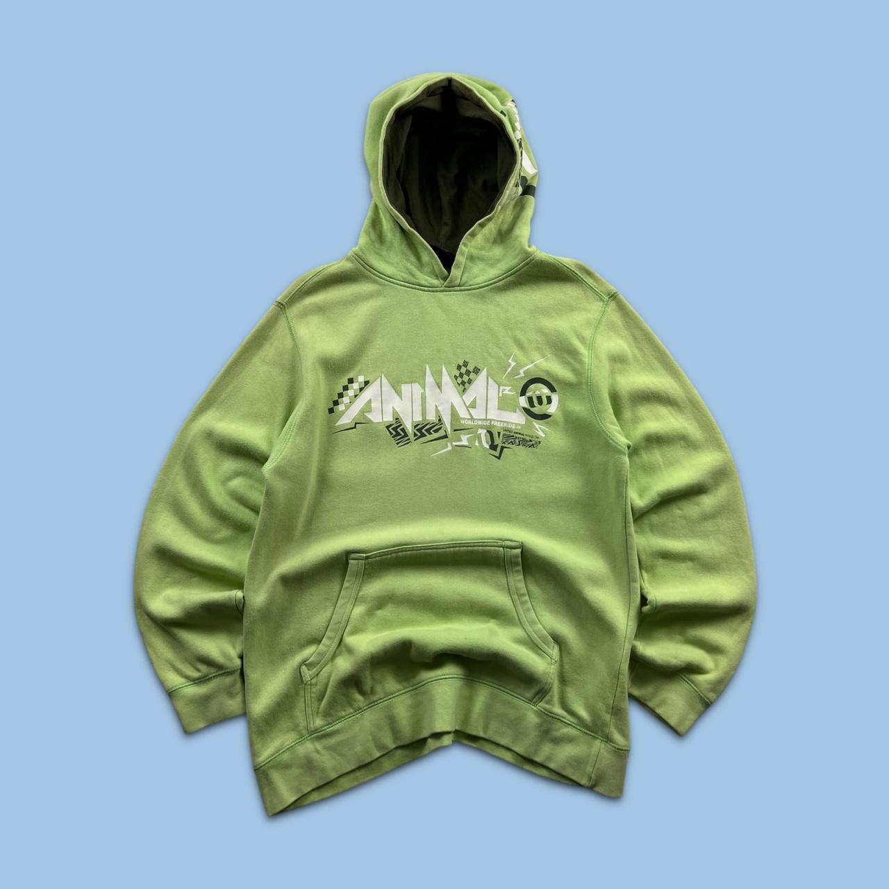 VINTAGE Y2K ANIMAL GRAPHIC HOODIE GREEN