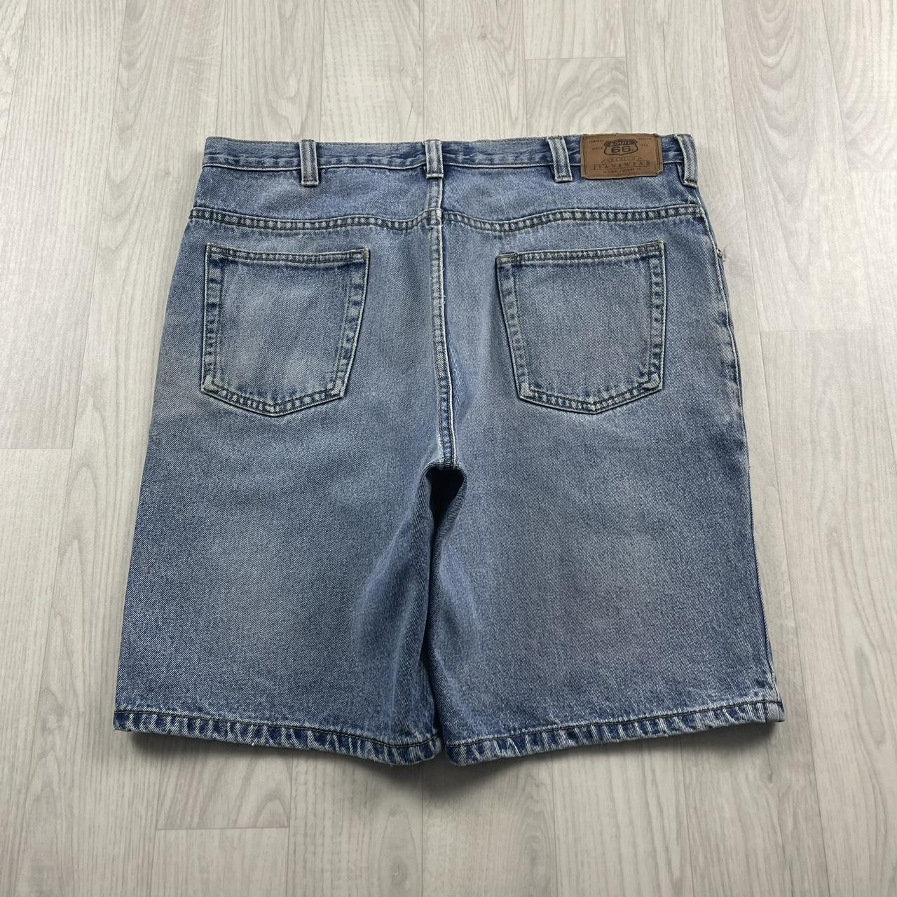 VINTAGE ROUTE 66 BAGGY LOOSE SKATER JORTS BLUE (36w)