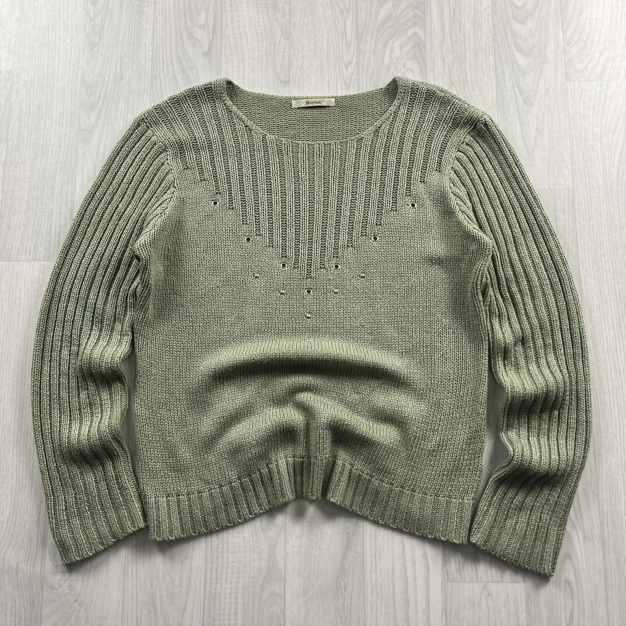 VINTAGE Y2K BURTON CHUNKY RIBBED KNITTED JUMPER GREEN