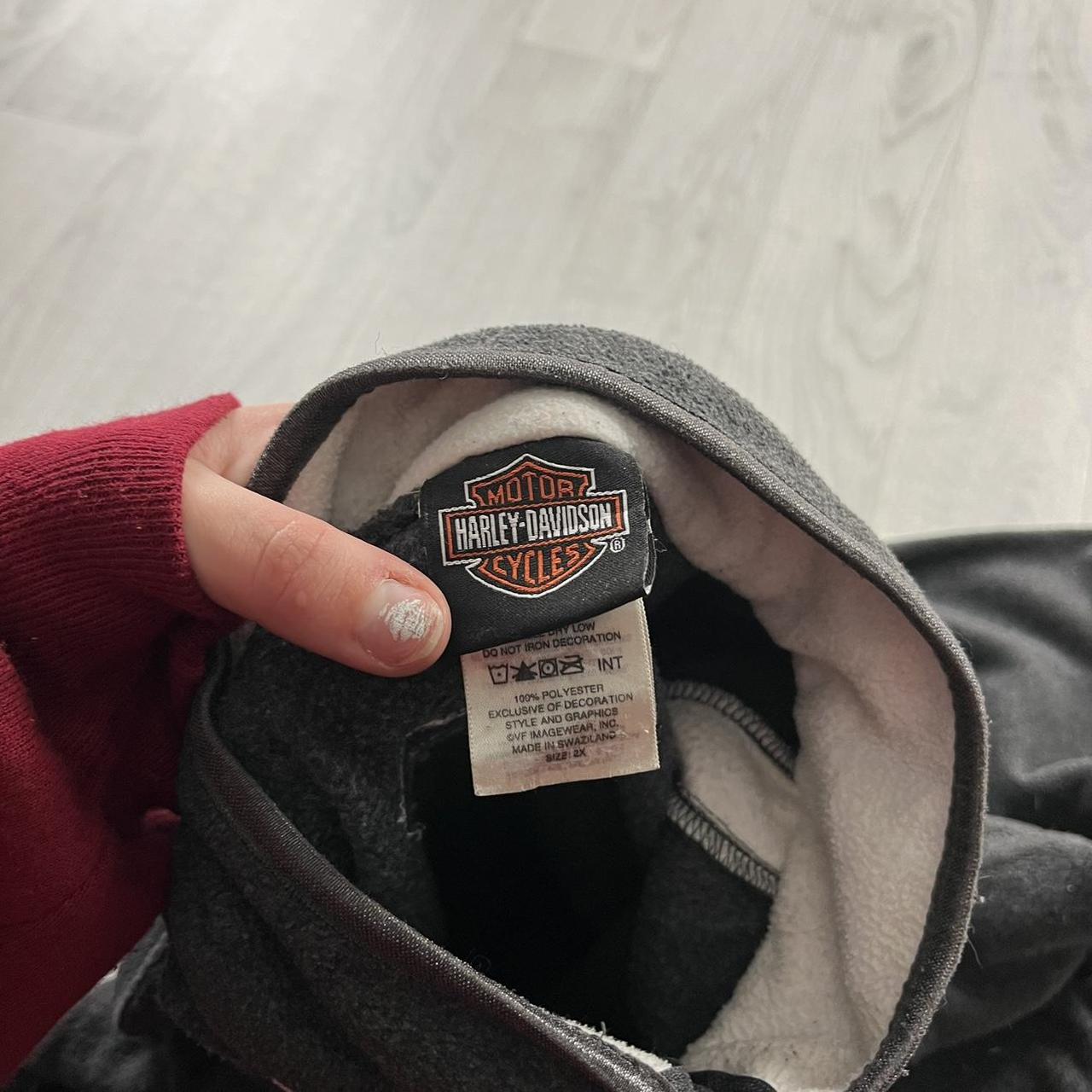 VINTAGE Y2K HARLEY DAVIDSON QUARTER ZIP FLEECE SWEATSHIRT GREY
