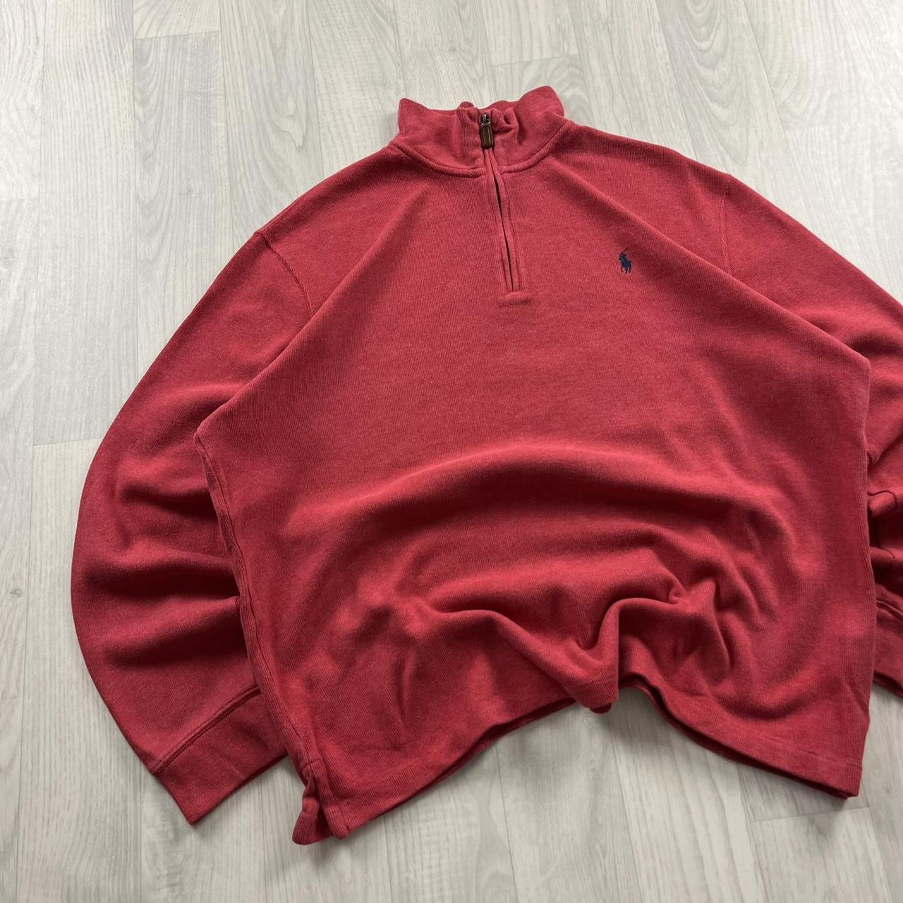 VINTAGE Y2K POLO RALPH LAUREN QUARTER ZIP KNITTED JUMPER RED