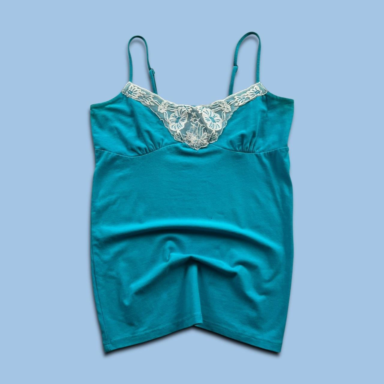 VINTAGE Y2K JANE NORMAN LACE CAMI TOP BLUE