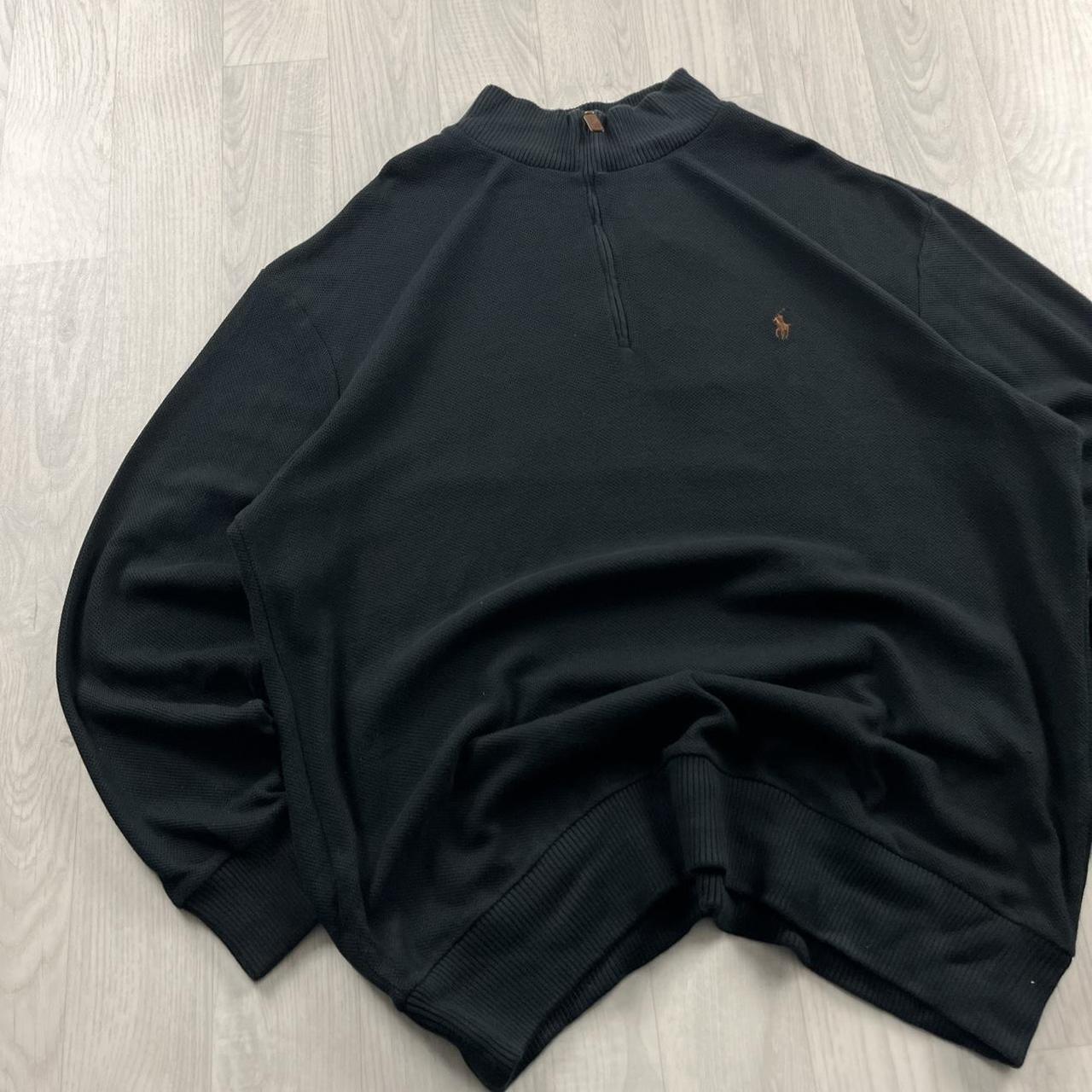 VINTAGE Y2K POLO RALPH LAUREN QUARTER ZIP KNITTED JUMPER BLACK
