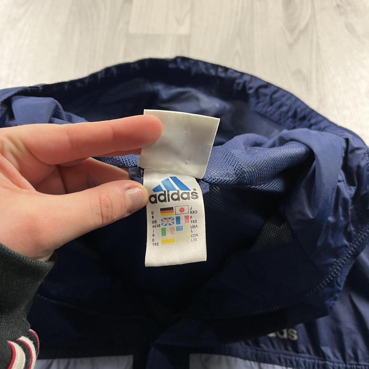VINTAGE 90s ADIDAS QUARTER ZIP WIND BREAKER HOODED JACKET NAVY